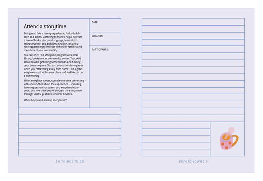 50 things to do before you’re 5 journal