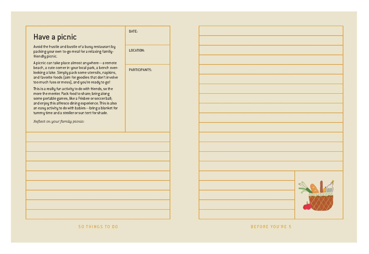 50 things to do before you’re 5 journal