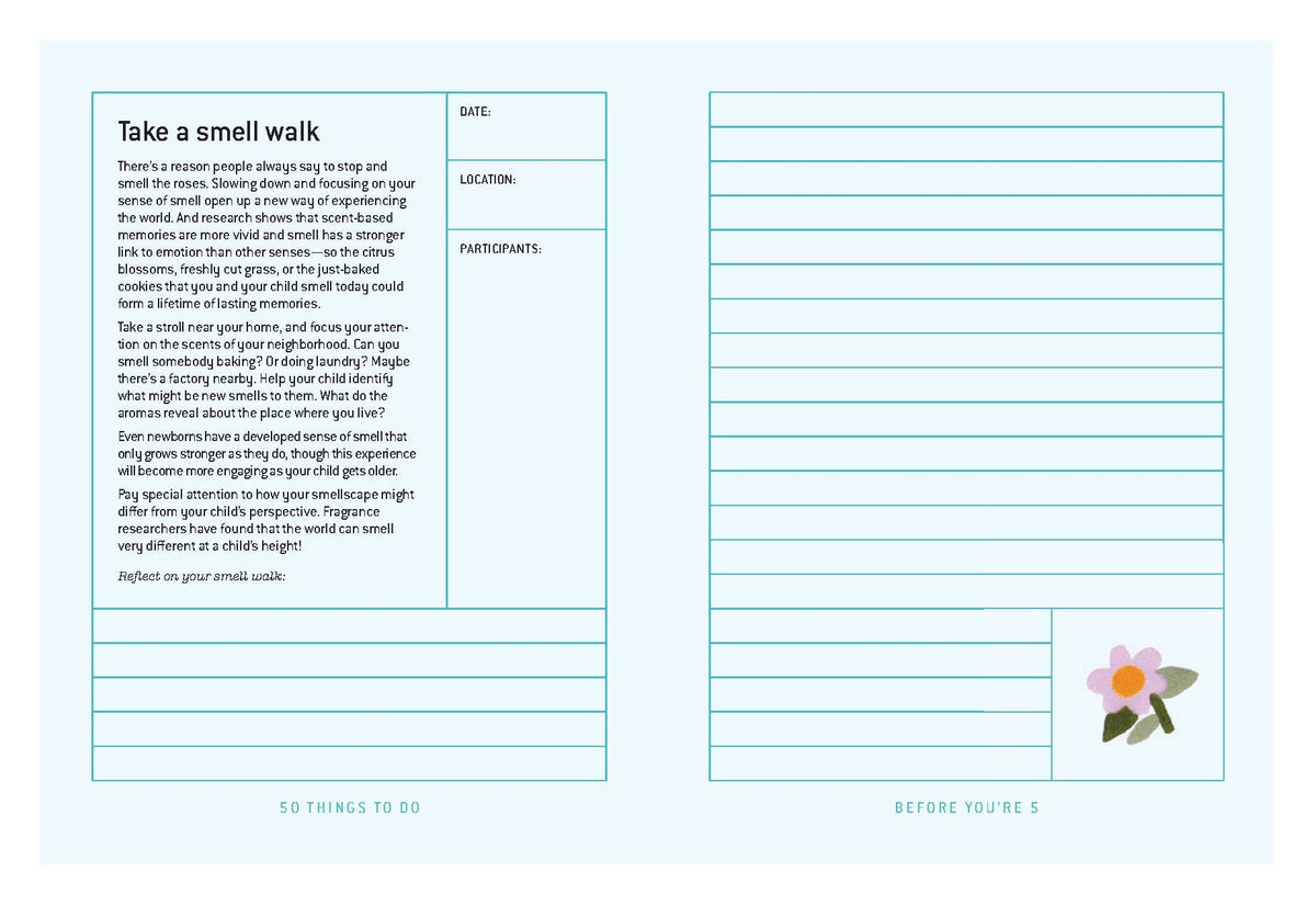 50 things to do before you’re 5 journal