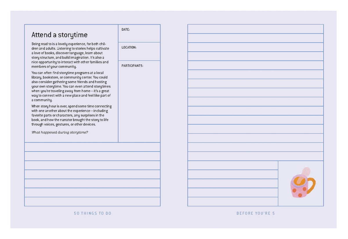 50 things to do before you’re 5 journal