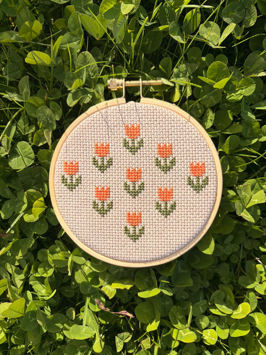 welcoming tulips cross stitch kit