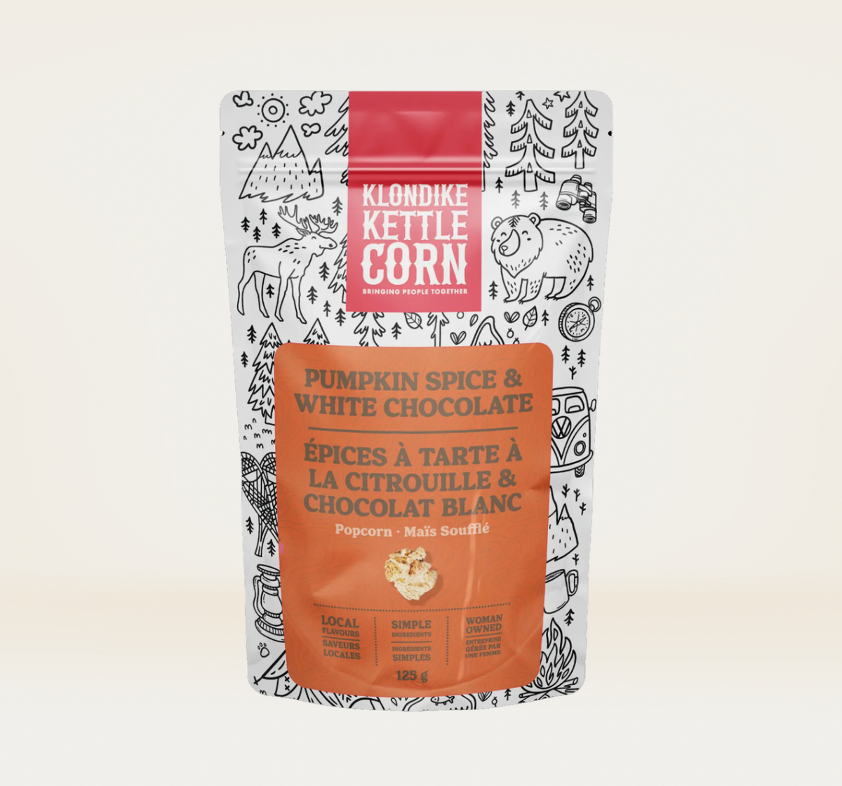 pumpkin spice + white chocolate popcorn